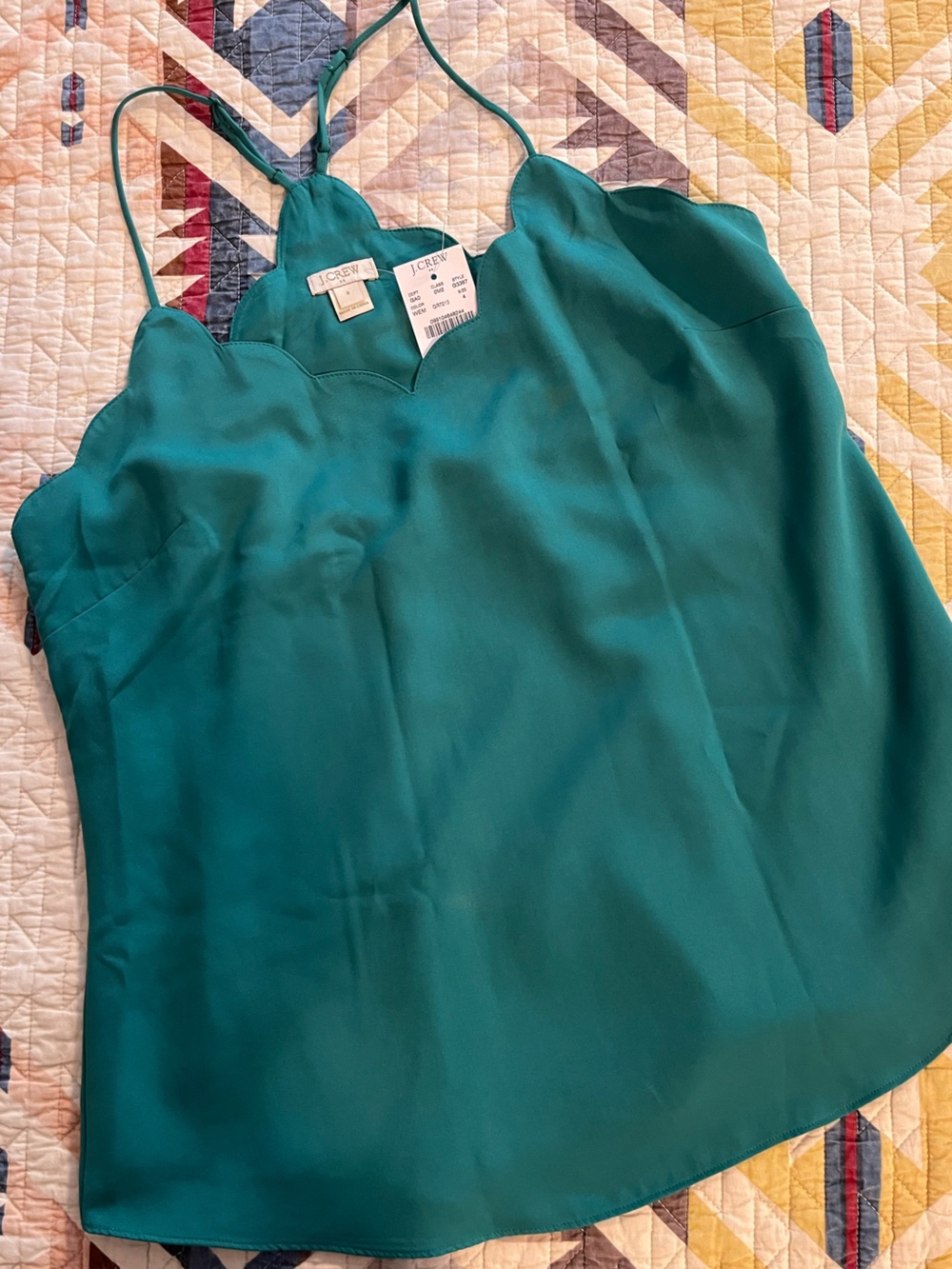 J. Crew Emerald Scalloped Edge Tank